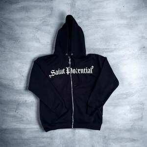 Saint Potential Black Full Zip Hoodie with Angel Back Graphic Size S